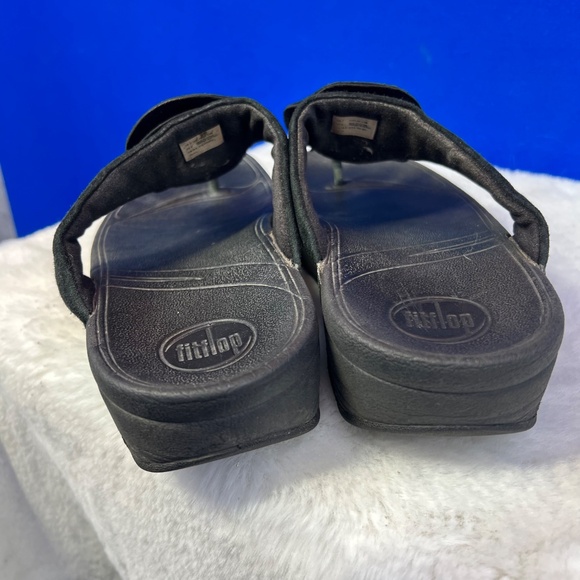 |•FITFLOP•| Black Leather Flower Comfort Sandals Size 9 - Picture 9 of 14